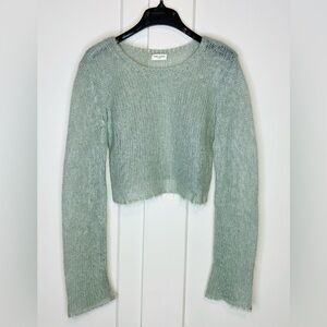 SAINT LAURENT S Cropped Mohair Blend Sweater – Rare Soft Sage Green ✨